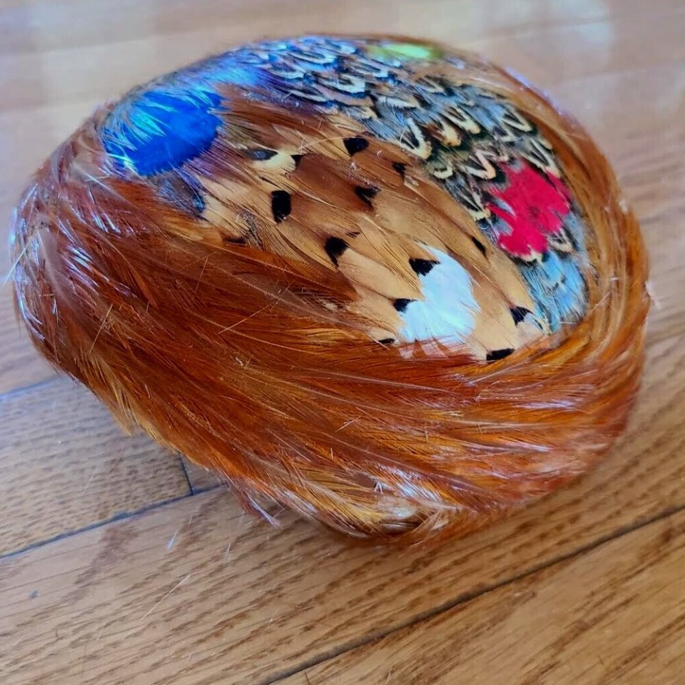 VINTAGE PEACOCK FEATHER HAT STUNNING PHEASANT WOMEN'S HAT pin up 40's50's60'scla